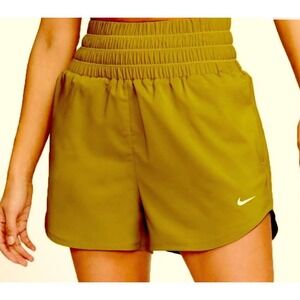 Nike Dri-Fit Women's Size XXL Mustard Ultra High-Waisted 3" Brief-Lined Shorts